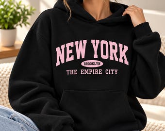 Women's Letter Print Hoodie, Geometric Fleece Pullover, Casual Sweatshirt