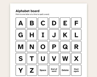 Quadro do Alfabeto para Comunicação, Cartões de Sim/Não, Ortografia ABC e QWERTY, Letra Grande, Imprimível