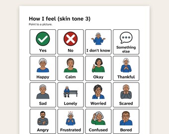 Quadro de Emoções para Adultos, Letra Grande com Imagens, Adequado para Pessoas com Demência, PDF para Imprimir