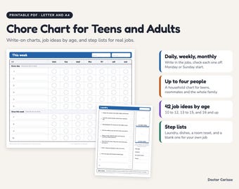 Tabela de Tarefas para Adolescentes e Adultos: Semanal, Mensal, Doméstica, Tarefas por Idade, PDF para Imprimir