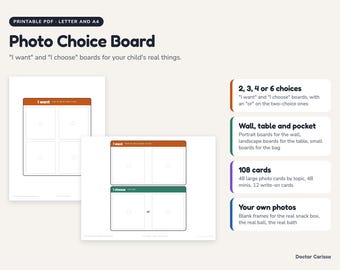 Auswahltafel zum Ausdrucken für eigene Fotos, Auswahltafel mit 2, 3, 4 oder 6 Auswahlmöglichkeiten, Fotoauswahlkarten, für Kleinkinder und Vorschulkinder, PDF