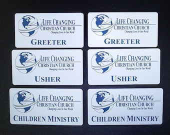 CHURCH Name Tag with Magnet back.