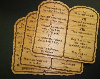 TEN COMMANDMENTS magnet made from alder wood with full magnet back, FREE shipping