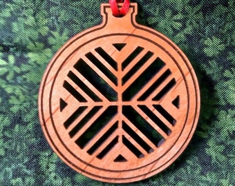Multi-X's Ornament, Alder Wood