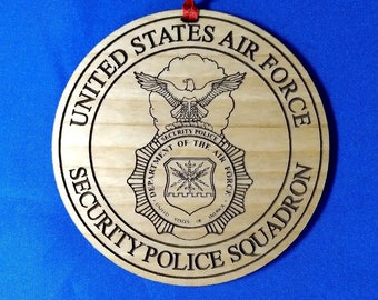 USAF Security Police Squadron Ornament, Alder Wood