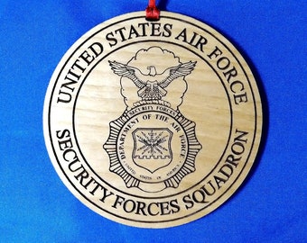 USAF Security Forces Squadron Ornament, Red Alder