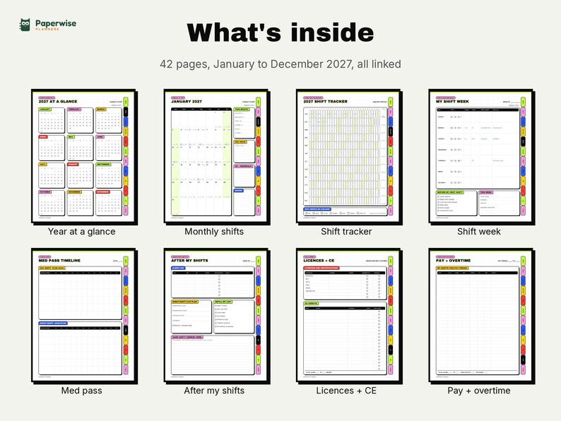 Nurse Planner 2027 for 12 Hour Shifts, Report Sheets, Shift Pay Spreadsheet (Digital PDF) image 4