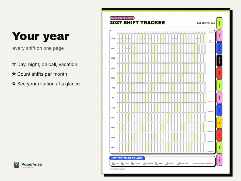 Nurse Planner 2027 for 12 Hour Shifts, Report Sheets, Shift Pay Spreadsheet (Digital PDF) image 6