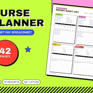 Nurse Planner 2027 for 12 Hour Shifts, Report Sheets, Shift Pay Spreadsheet (Digital PDF) image 1