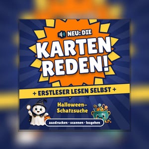 Halloween Treasure Hunt for Children 4-7 | Talking QR Cards with Audio | Printable Scavenger Hunt | Syllable Script for Beginning Readers | Ghost
