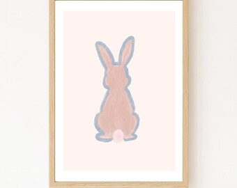 Kaninchen Druck, Rosa und Blau Schlafzimmer Kunst, Kaninchen Kinderzimmer Kunst (Digitaler Download) | DD303