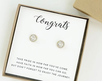 Graduation Gift For Her, Graduation Gift For Daughter, Graduation Earrings, Gold Earrings Graduation Gift, New Grad Stud Earrings
