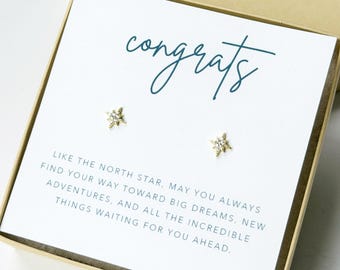 Graduation Gift For Her, Graduation Gift For Daughter, Graduation Earrings, Dainty Earrings Gift for Her, New Grad North Star Earrings