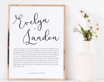 Wedding Vows Printable, Anniversary Gift, Printable Wedding Vows, Wedding Vow Gift, Newlywed Gift, Anniversary Gift for Wife / Husband