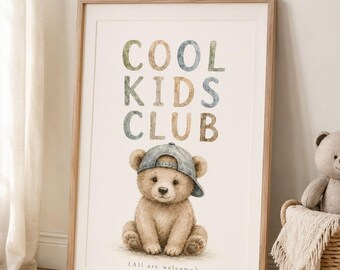 Cooler Kids Club Print, Jungen Zimmer Druck, Kinderzimmer druckbar, Spielzimmer Kunst | DD305
