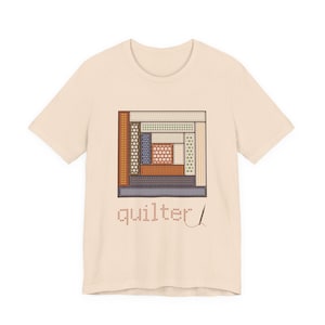 Log Cabin Quilt Block Tee, Cross Stitch Quilter Gift, Patchwork Sewing Shirt