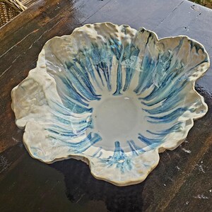 Große handgefertigte Keramikschale 50 cm | Muschelschale | Blau Türkis | Unikat | Statement Piece | Handmade Pottery by SUZA "OCEAN SHELL"