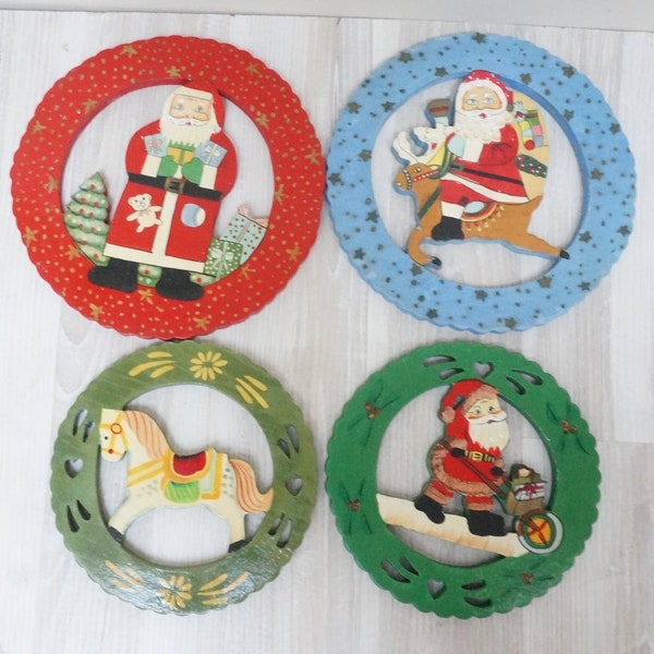 Kies grote 8"/6,5" Duitse Erzgebirge ornamentkrans, Santa hobbelpaard rendieren Kerst houten beeldje gemaakt in Duitsland met de hand geschilderd