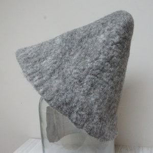 Pileus hat in ancient Greek style, gray felted felt minimalist wool antique pilos sauna cap, plain tribal Christmas carnival festival troll image 7