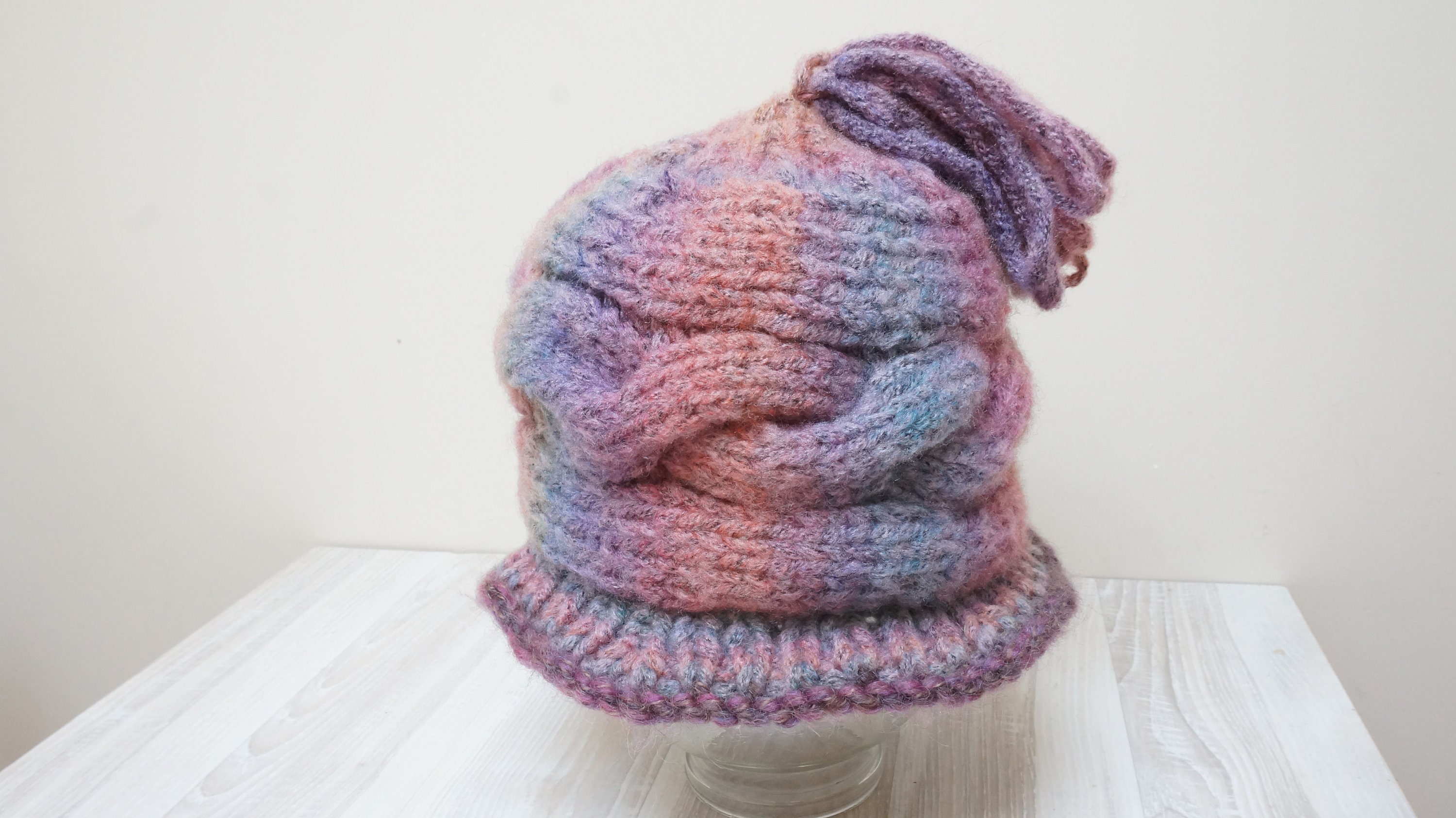 Tassel Purple Ombre Pom Pom Beret Hat Tam Rasta Beanie  display picture 2