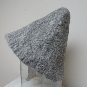 Pileus hat in ancient Greek style, gray felted felt minimalist wool antique pilos sauna cap, plain tribal Christmas carnival festival troll image 9