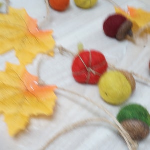 Fall Thanksgiving garland felt wool pumpkin acorn leaf orange red green yellow autumn Halloween leaves bunting home decor decoration felted image 5