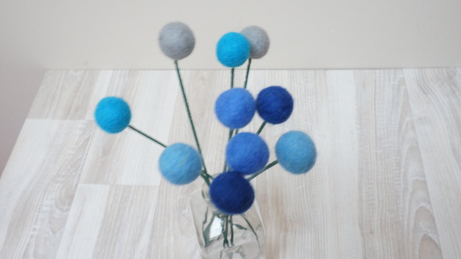 Felt Pom Pom Flowers Craspedia Bouquet Multicolor Wool Balls Etsy