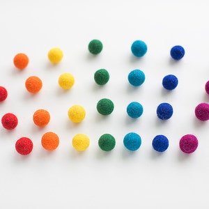 50 felt wool balls 1/2 in. size rainbow mix red orange yellow green turquoise blue purple image 3