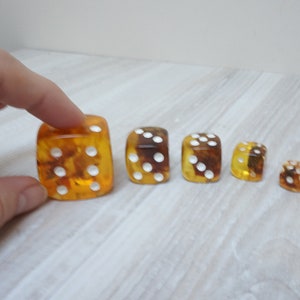 Baltic sea amber in resin dice, party favor jewelry craft vintage style supply large cognac honey genuine orange brown made in Lithuania big