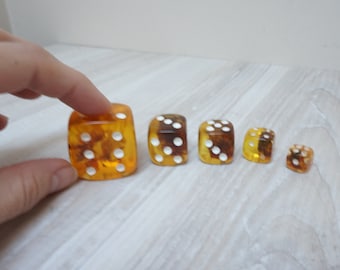 Baltic sea amber in resin dice, party favor jewelry craft vintage style supply large cognac honey genuine orange brown made in Lithuania big