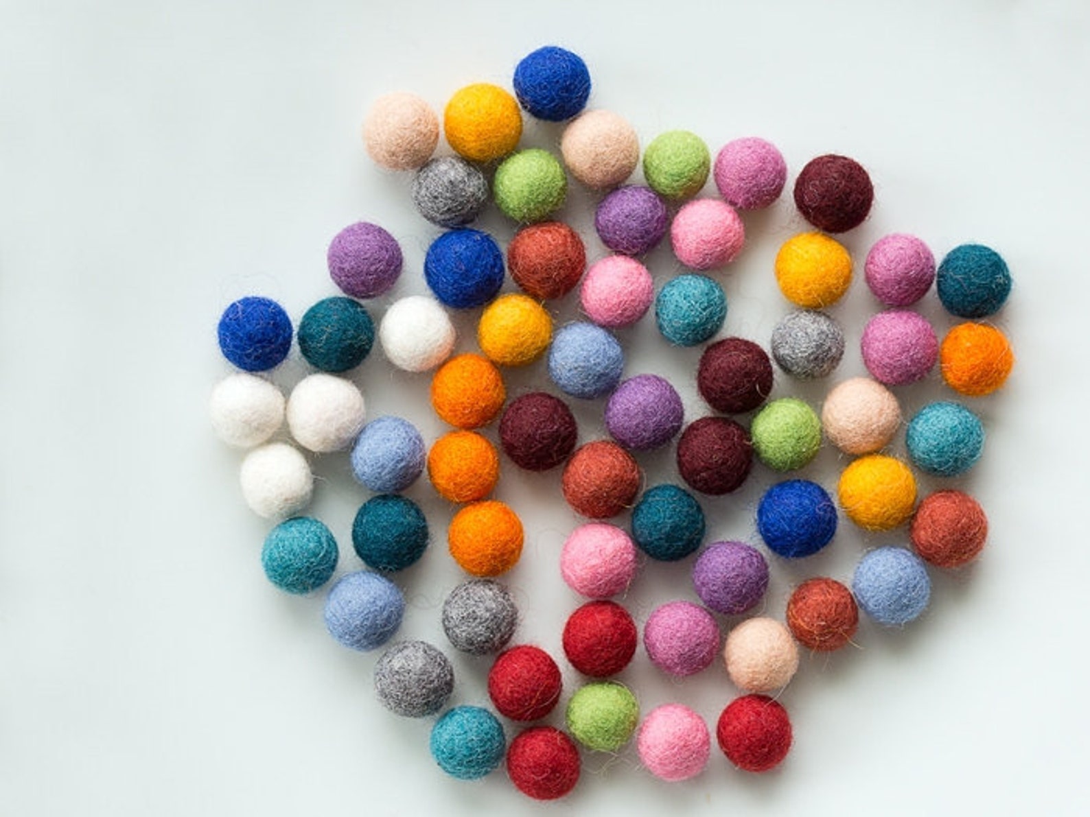 50 Felt Wool Balls 1/2 In. Size Red Green Brown Black Yellow Etsy