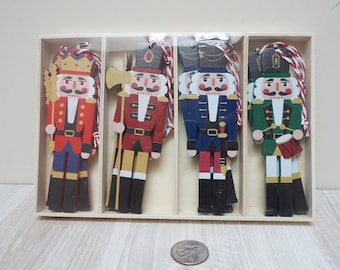 Set of 12 German Erzgebirge style 5" Christmas tree ornaments gift tags supply nutcracker dolls wooden Figurine Retro mini lot DDR hanging