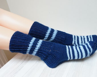 Choose socks hand knit Leg warmers woman kid turquoise blue stockings Christmas size 6 7 handmade ready to ship Wool unisex boy girl beige