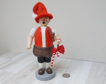 8.5" German Santa incense smoker doll, vintage Christmas wooden Vintage Figurine Retro made in Germany Erzgebirge burner räuchermännchen