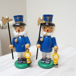 6&quot; German man guard incense smoker doll, vintage Christmas wooden miner Figurine Retro made in Germany Erzgebirge burner räuchermännchen