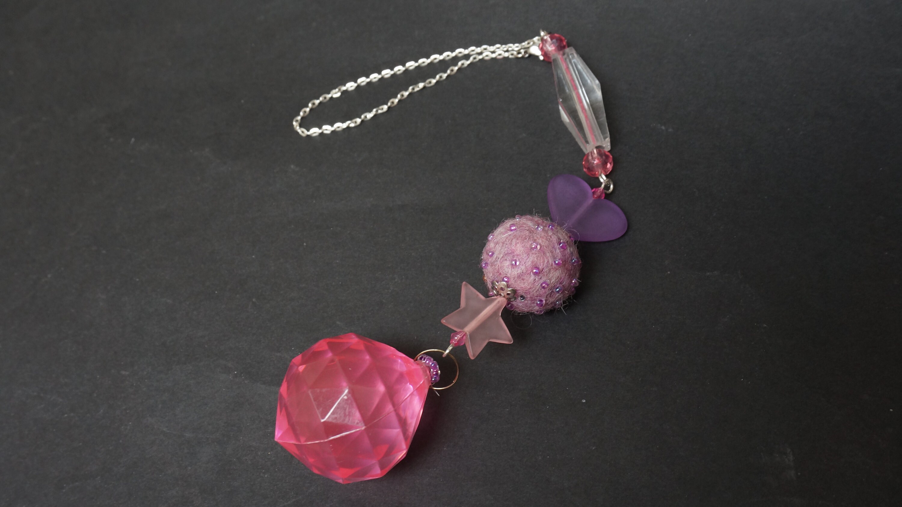 Rearview mirror ornament pink teardrop drop faceted crystal Essential Oil Diffuser home car hanging pendant charm suncatcher rear view tear