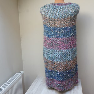 Warm spring ombre Mohair Knitting Summer Poncho Scarf shawl wrap crochet knit blue purple Shawl mesh net fishnet ooak handmade wool openwork image 10