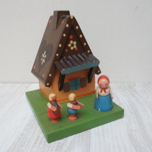4.5&quot; / 11.5 cm German house incense smoker doll vintage Christmas wooden retro Figurine made in Germany Erzgebirge burner räuchermännchen