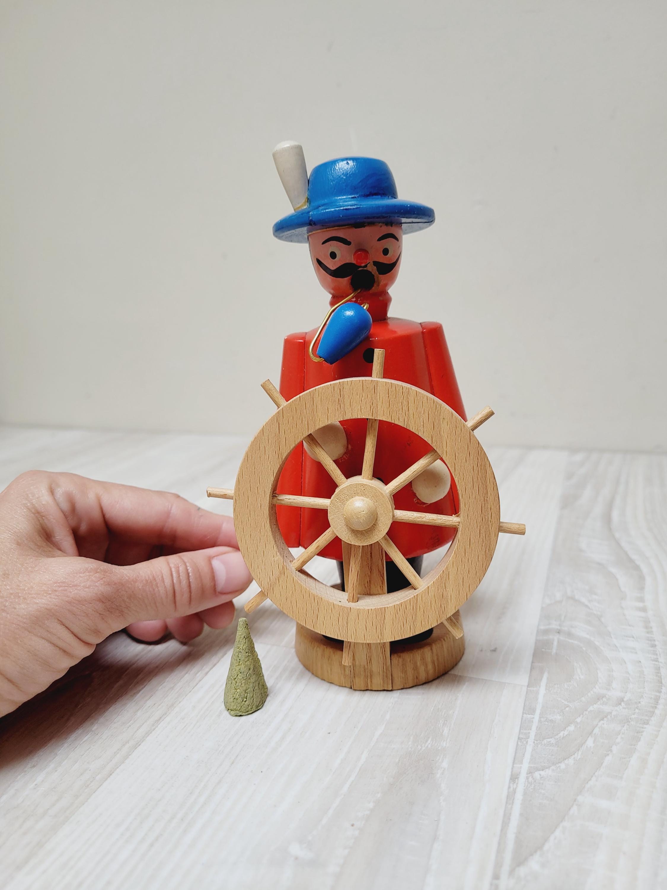 6.25"/16cm German sailor man incense smoker doll vintage Christmas wooden Vintage Figurine made in Germany Erzgebirge burner räuchermännchen