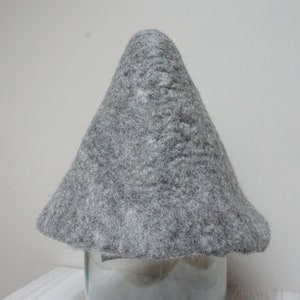 Pileus hat in ancient Greek style, gray felted felt minimalist wool antique pilos sauna cap, plain tribal Christmas carnival festival troll image 8