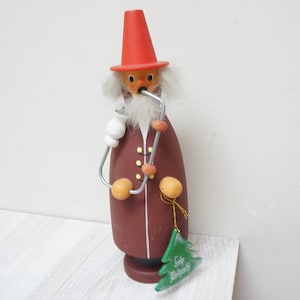 Choose big German incense smoker doll forester man, vtg Christmas wooden Vintage Figurine made in Germany Erzgebirge burner räuchermännchen