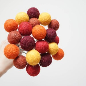 Felt pom pom flowers craspedia bouquet multicolor wool balls red brown orange yellow burgundy arrangement stem floral Easter Billy buttons