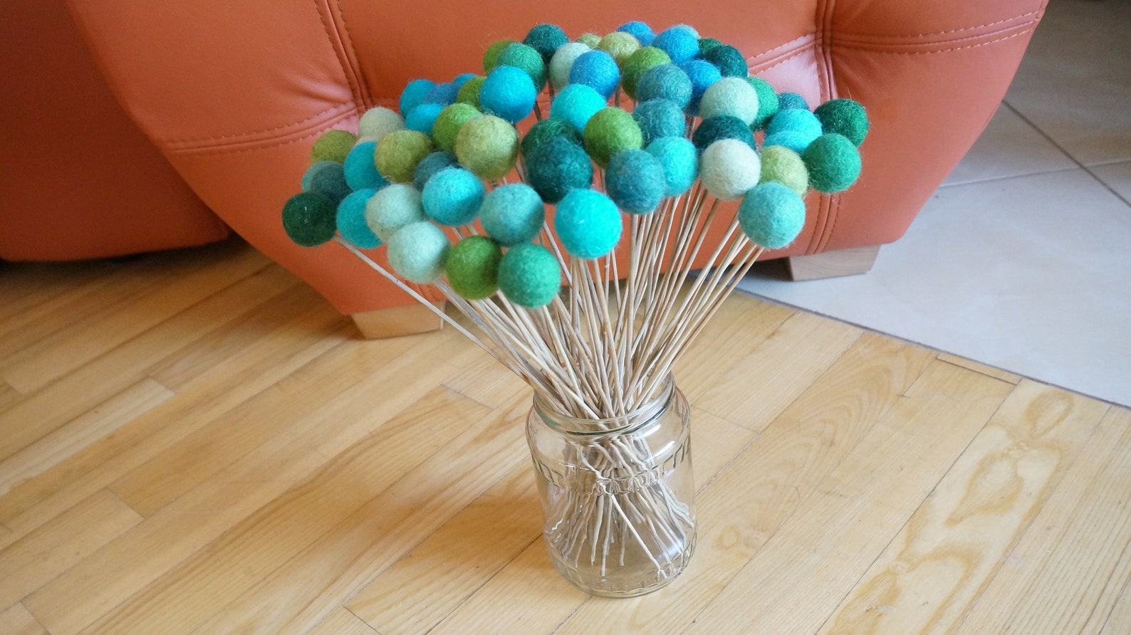 Felt Pom Pom Flowers Craspedia Bouquet Multicolor Wool Balls Etsy