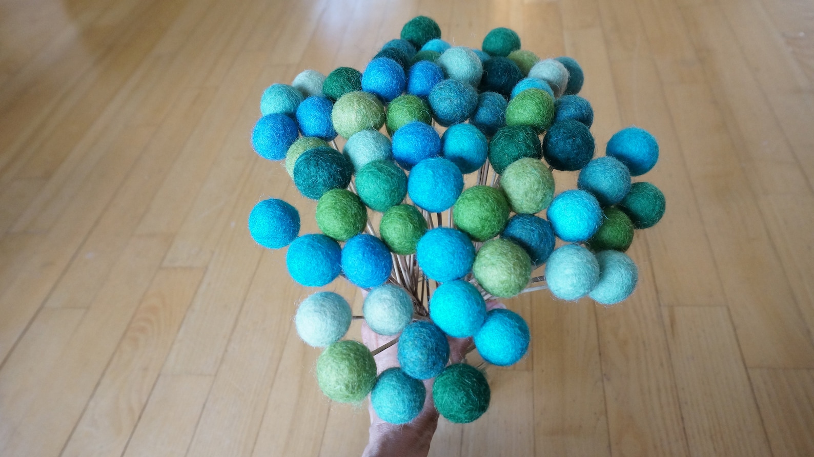 Felt Pom Pom Flowers Craspedia Bouquet Multicolor Wool Balls Etsy