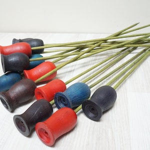 10 Stäbchen Tulpenblüten Set, 10 Stück aus Holz, 60er 70er Jahre, naturbelassen, festliche Blütenkelche, naturbelassen,