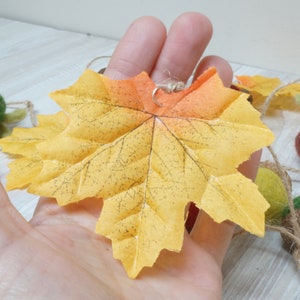 Fall Thanksgiving garland felt wool pumpkin acorn leaf orange red green yellow autumn Halloween leaves bunting home decor decoration felted image 4