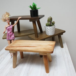 Handmade peer oak hornbeam tree wood little wooden stool step plant pot flower bench children kid child Furniture small mini folk foot rest