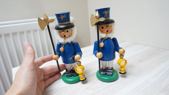 6インチのドイツ人ガード香喫煙人形、ヴィンテージクリスマス木製鉱夫