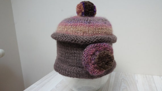 Brown Purple Pom Pom Beret Hat Tam Rasta Beanie Bobble  display picture 1