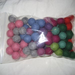 50 felt wool balls 1/2 in. size rainbow mix red orange yellow green turquoise blue purple image 5